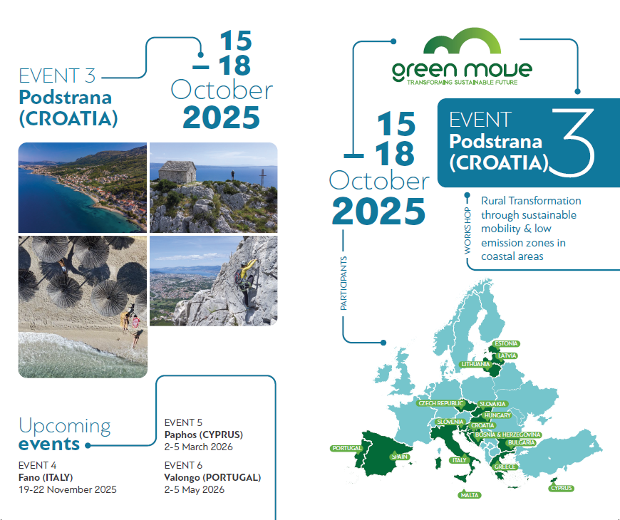 CERV-2024-CITIZENS-TOWN-NT: GreenMove 3rd meeting will take place in Podstrana, Croatia, 15–18 of October 2025 pilt
